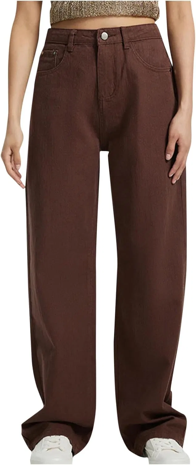 Джинсы свободные Wide Leg, коричневый