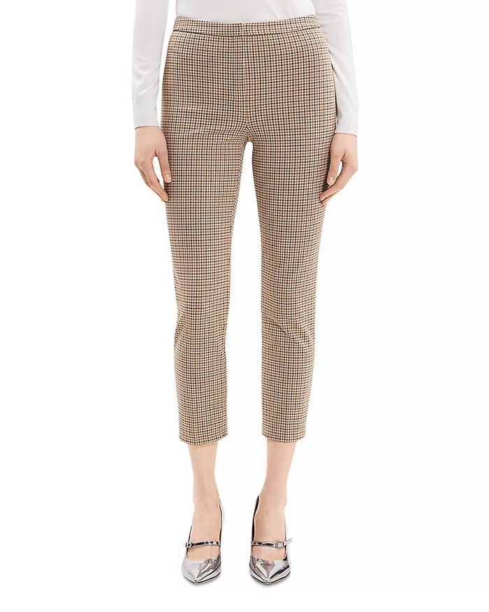 

Укороченные брюки Slim Fit с узором «гусиная лапка» Theory, мультиколор