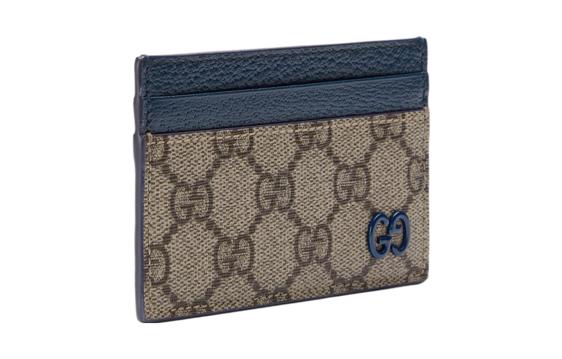 GUCCI Версаче картхолдер из холста GG Supreme с кожаными вставками мужской сине-коричневый — фото 2