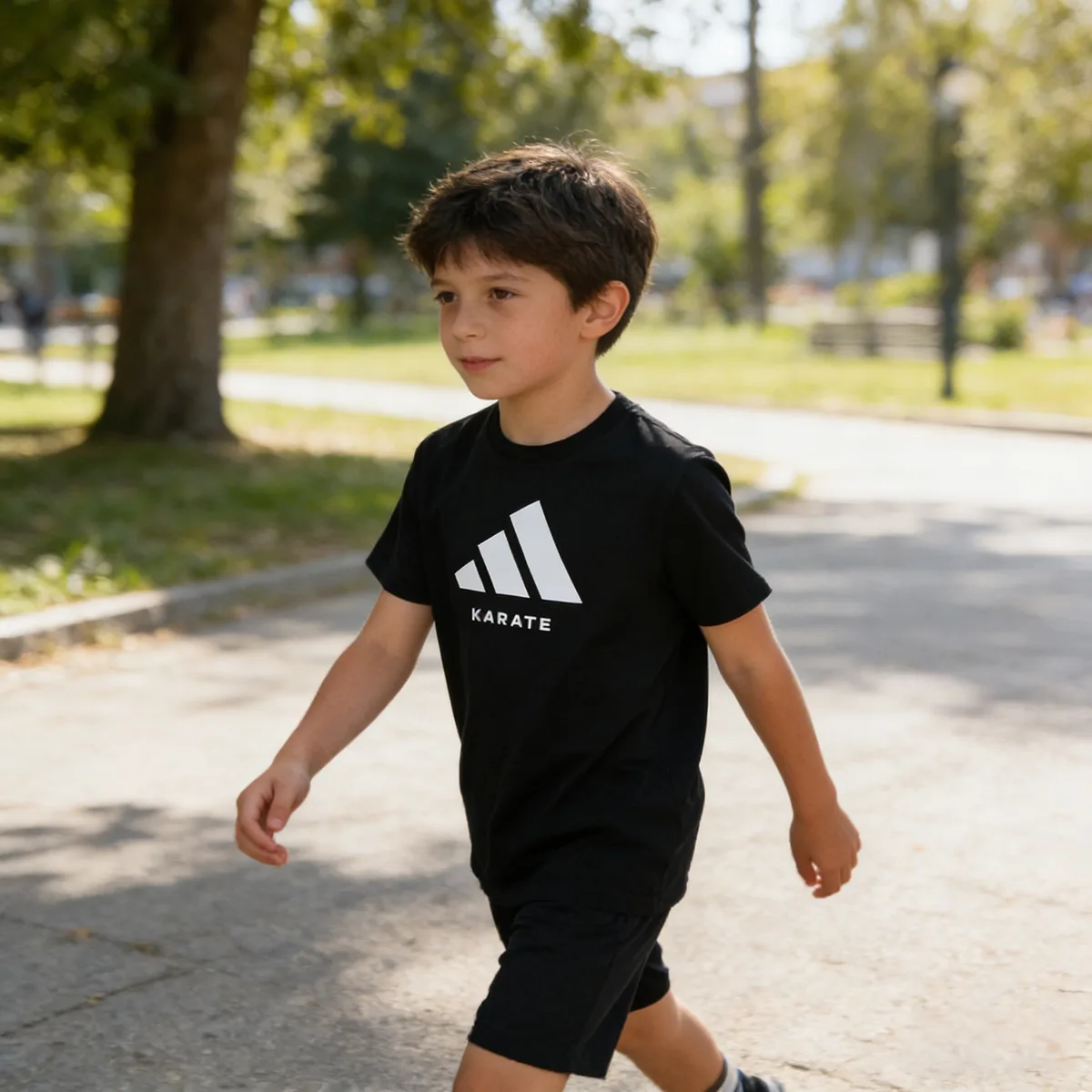 Футболка для детей Stand Collar Moderate Adidas, черный — фото 4