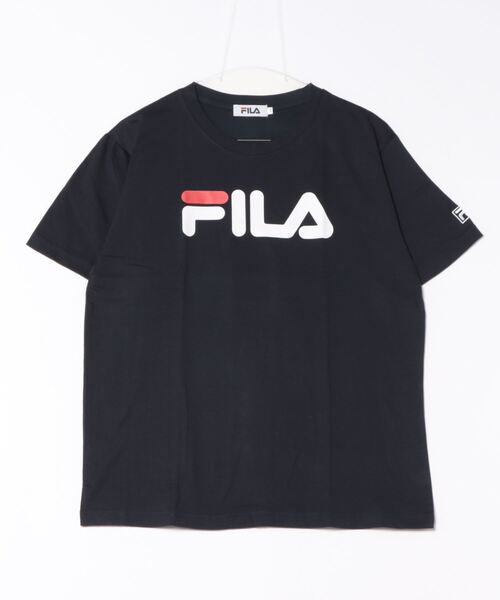 

Футболка хлопковая с большим логотипом FILA, темно-синий