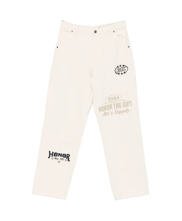 

Бежевые джинсы с логотипом и застежкой на пуговицы. Honor The Gift, бежевый