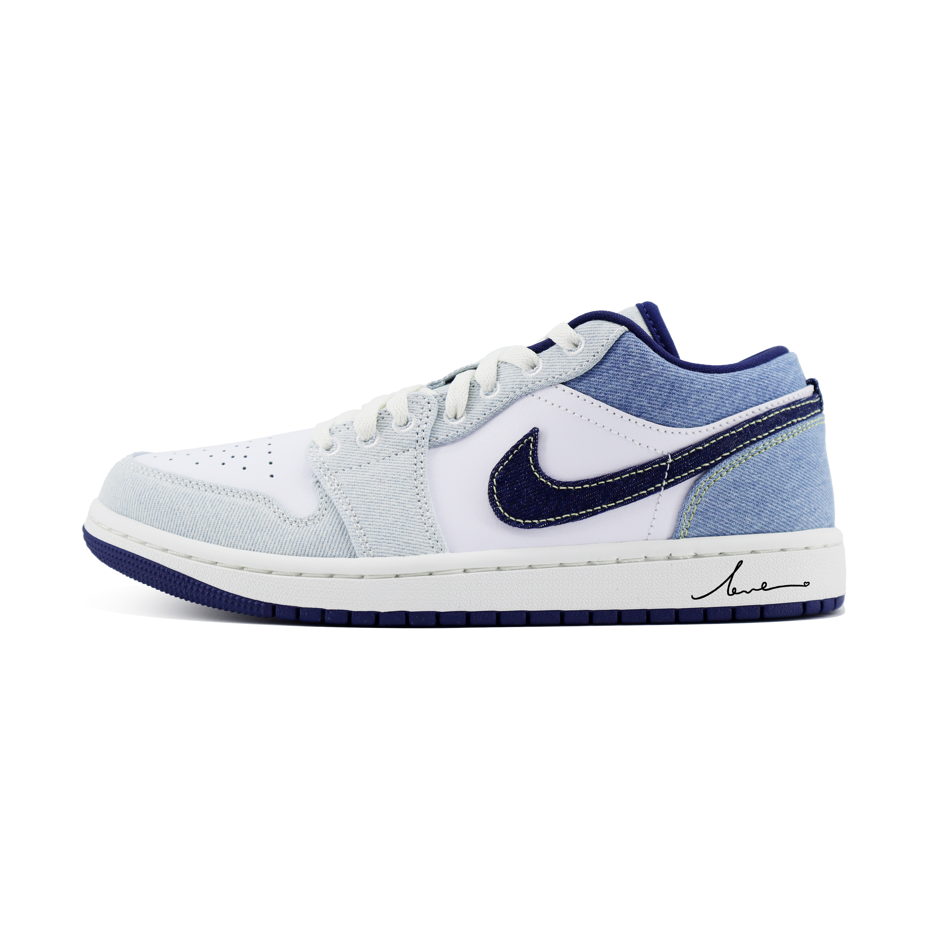 

Jordan Баскетбольные кроссовки Air 1 LOW SE Love Anti Slip, износостойкие, низкие, винтажные, белые, синие