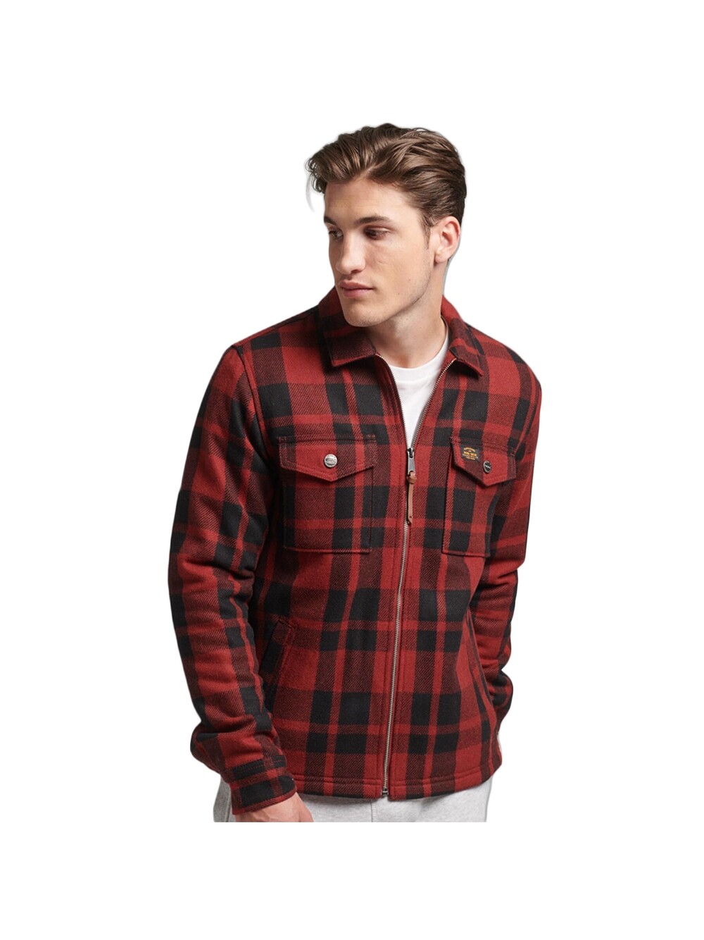 

Майка с молнией и клетчатым узором Superdry, красный