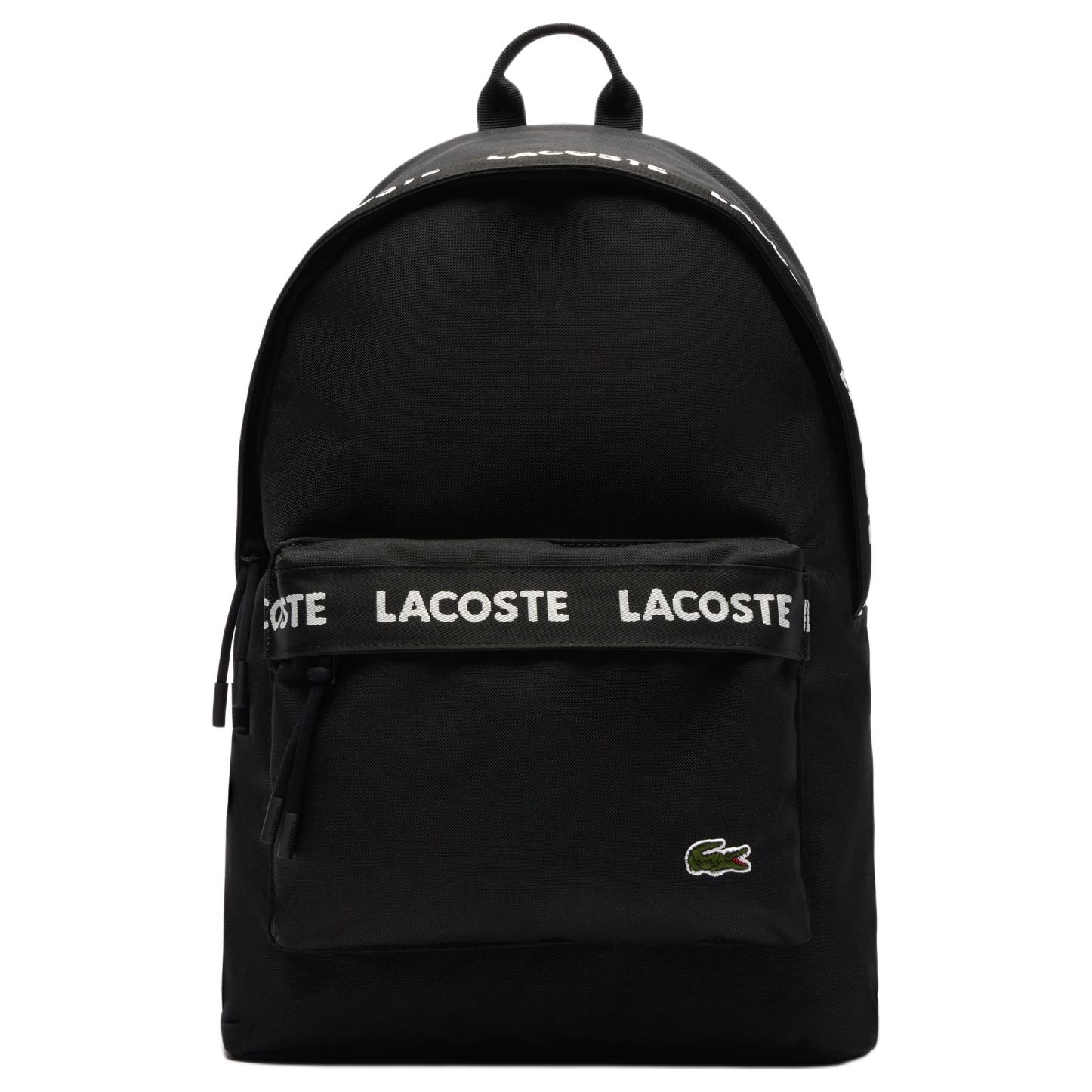 

LACOSTE Полиэстеровый рюкзак обычный унисекс черный, Black