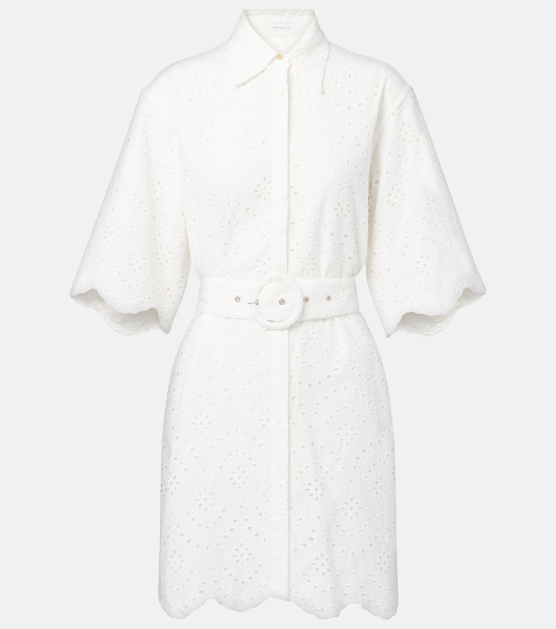 

Хлопковое мини-платье с вышивкой Elis broderie anglaise Poupette St Barth, Natural White Plain