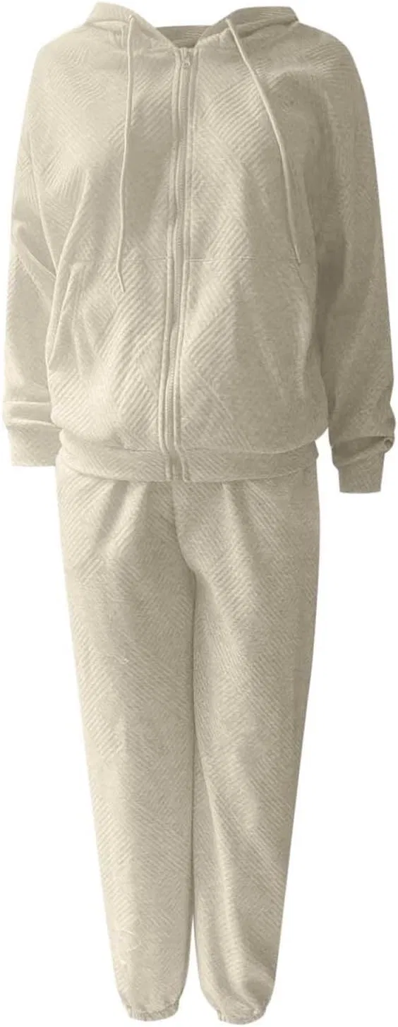 Спортивный костюм из толстовки и широких штанов, Beige — фото 3