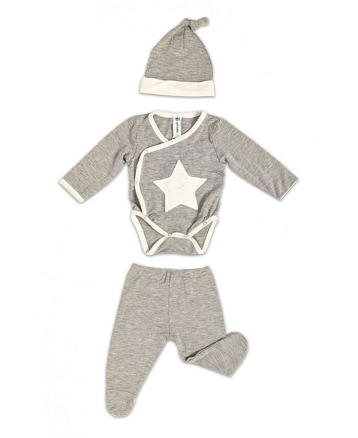 

Боди, штаны и шапочка для маленьких мальчиков и девочек Earth Baby Outfitters, серебро
