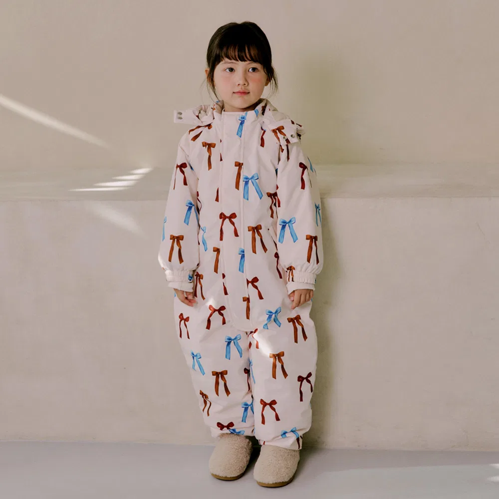 Детский водонепроницаемый зимний комбинезон Snowsuit, с бантом, от Yobaaf — фото 3