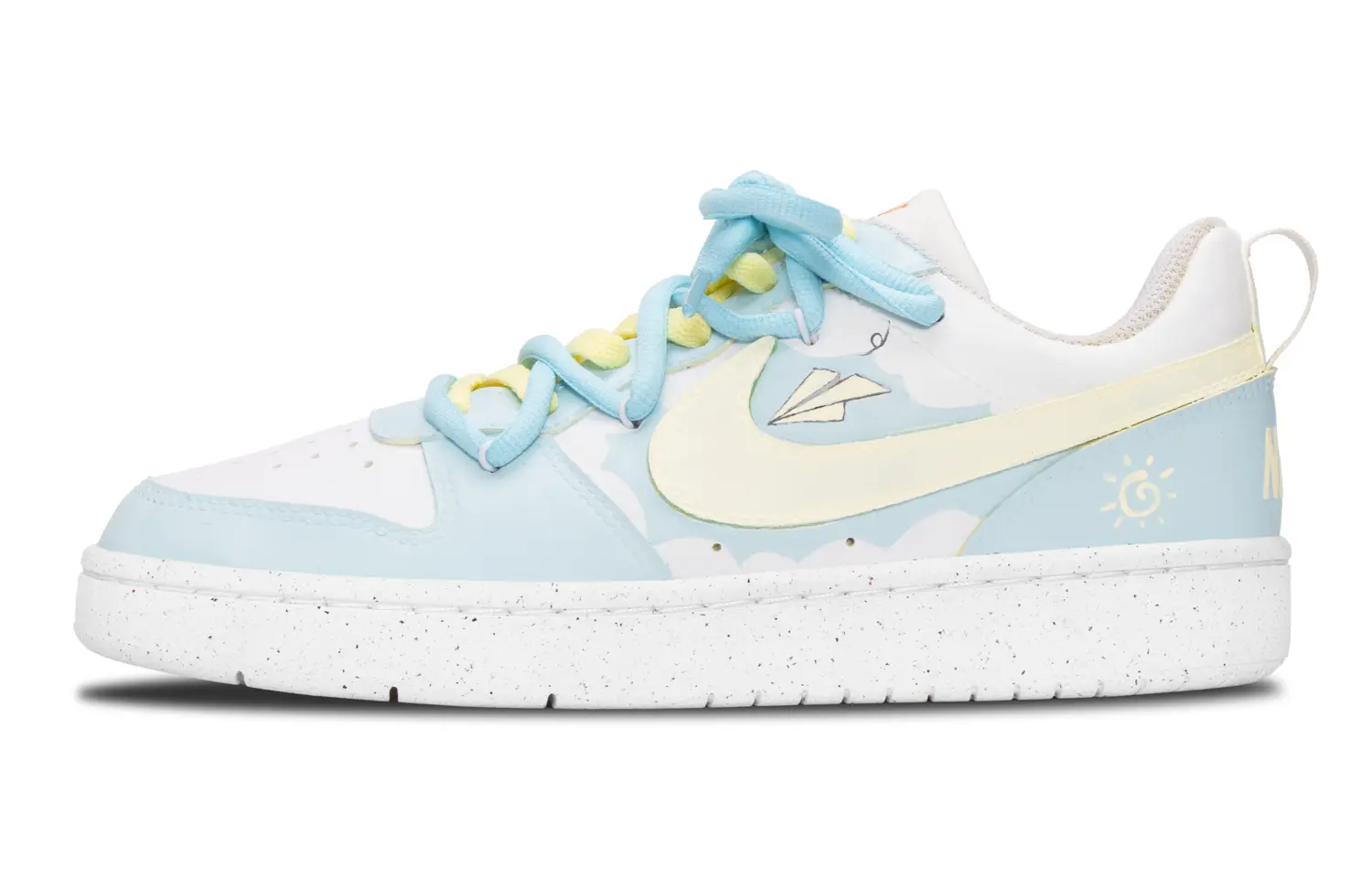 

Court Borough Blue дышащие и нескользящие низкие детские скейтбординг кроссовки Blue White для подростков Nike, розовый