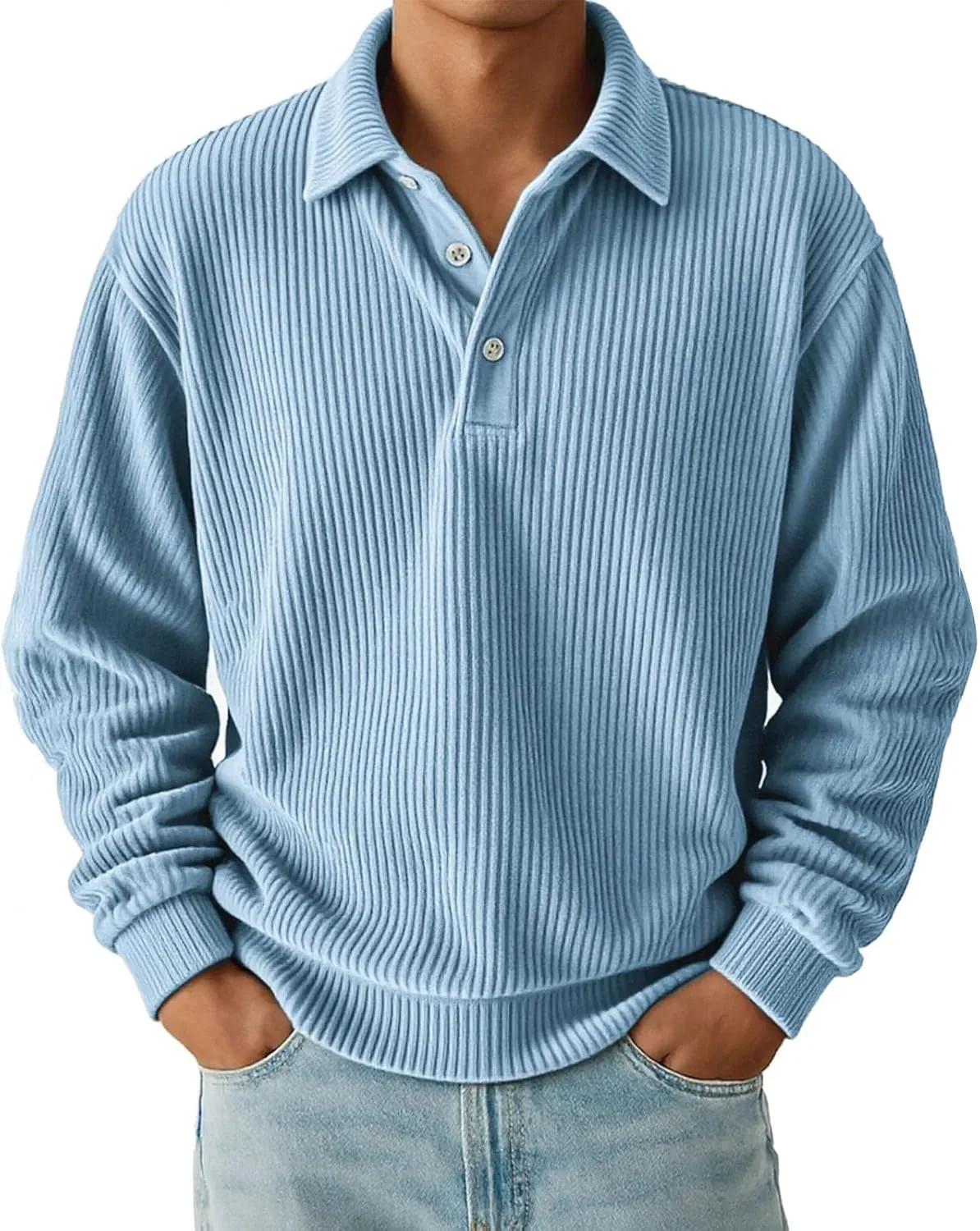 

Толстовка-полузип для мужчин с длинным рукавом, вязаная, с лацканом, Slim Fit