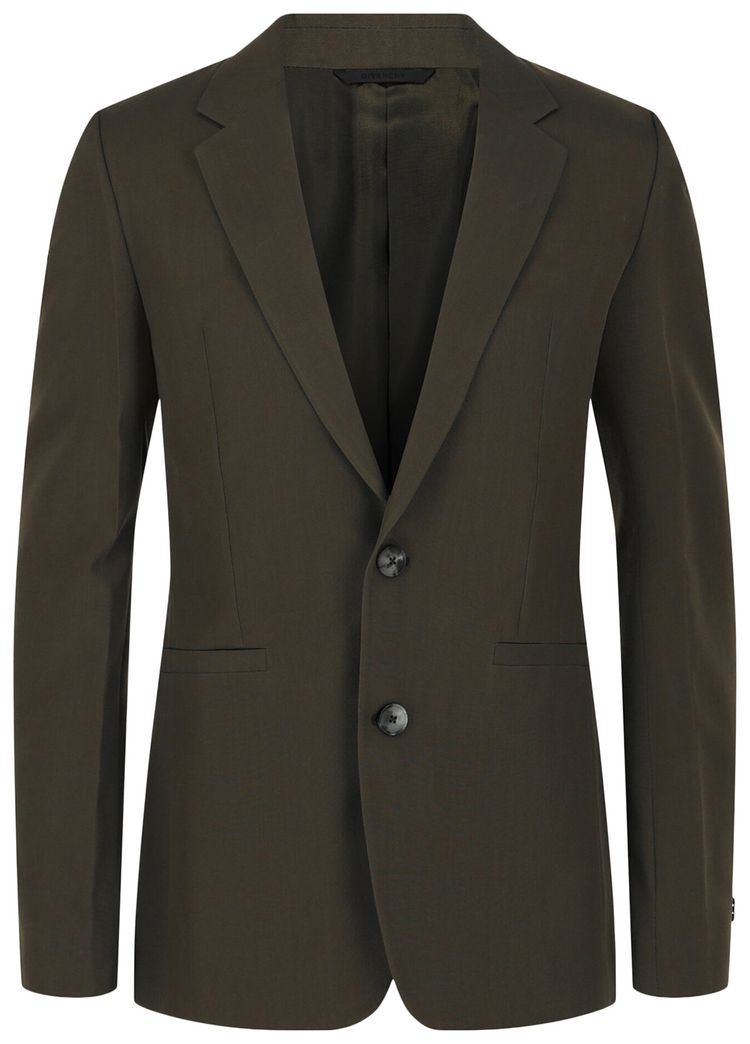 

Приталенный однобортный блейзер Givenchy цвета хаки