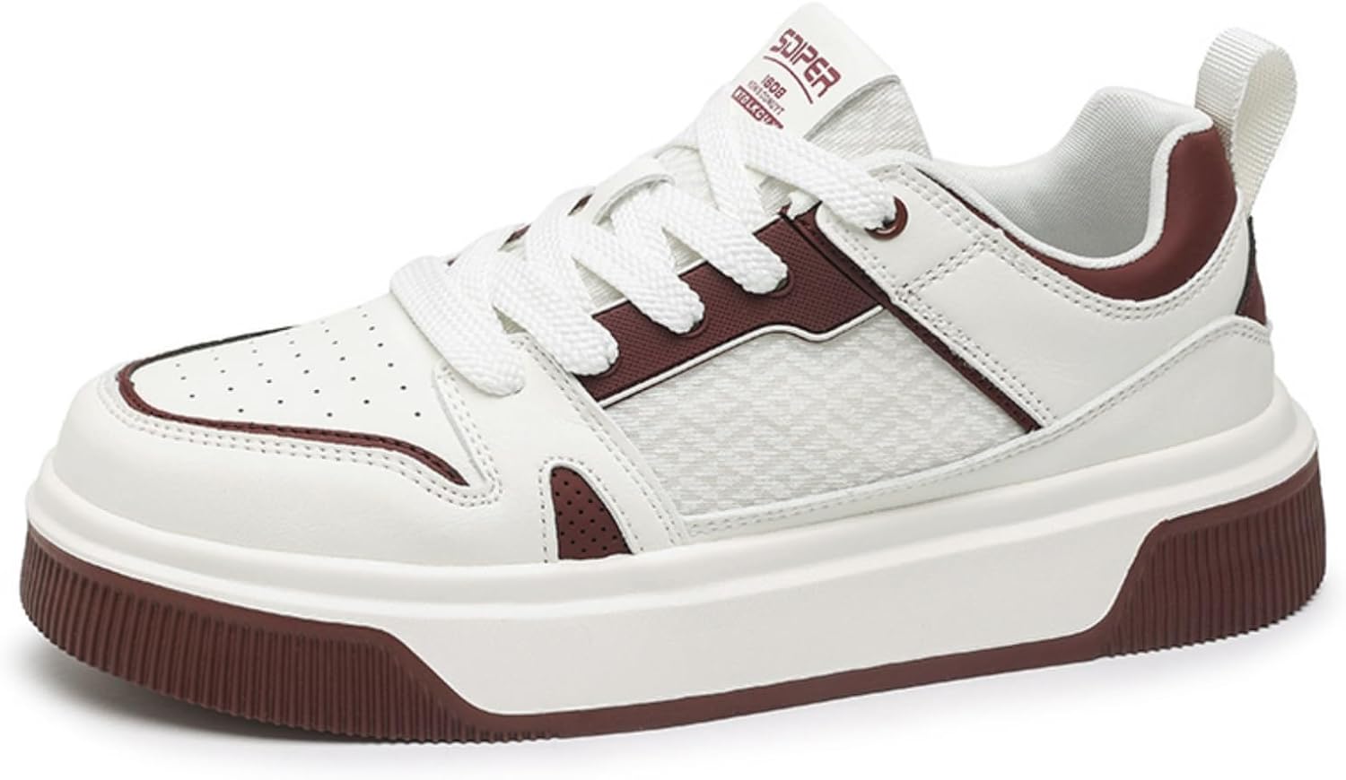 

Мужские повседневные кроссовки с шнуровкой, удобная толстая подошва для тенниса и ходьбы, ретро стиль, дышащие, износостойкие, роскошные модные кеды для скейтборда Aokisx, красный