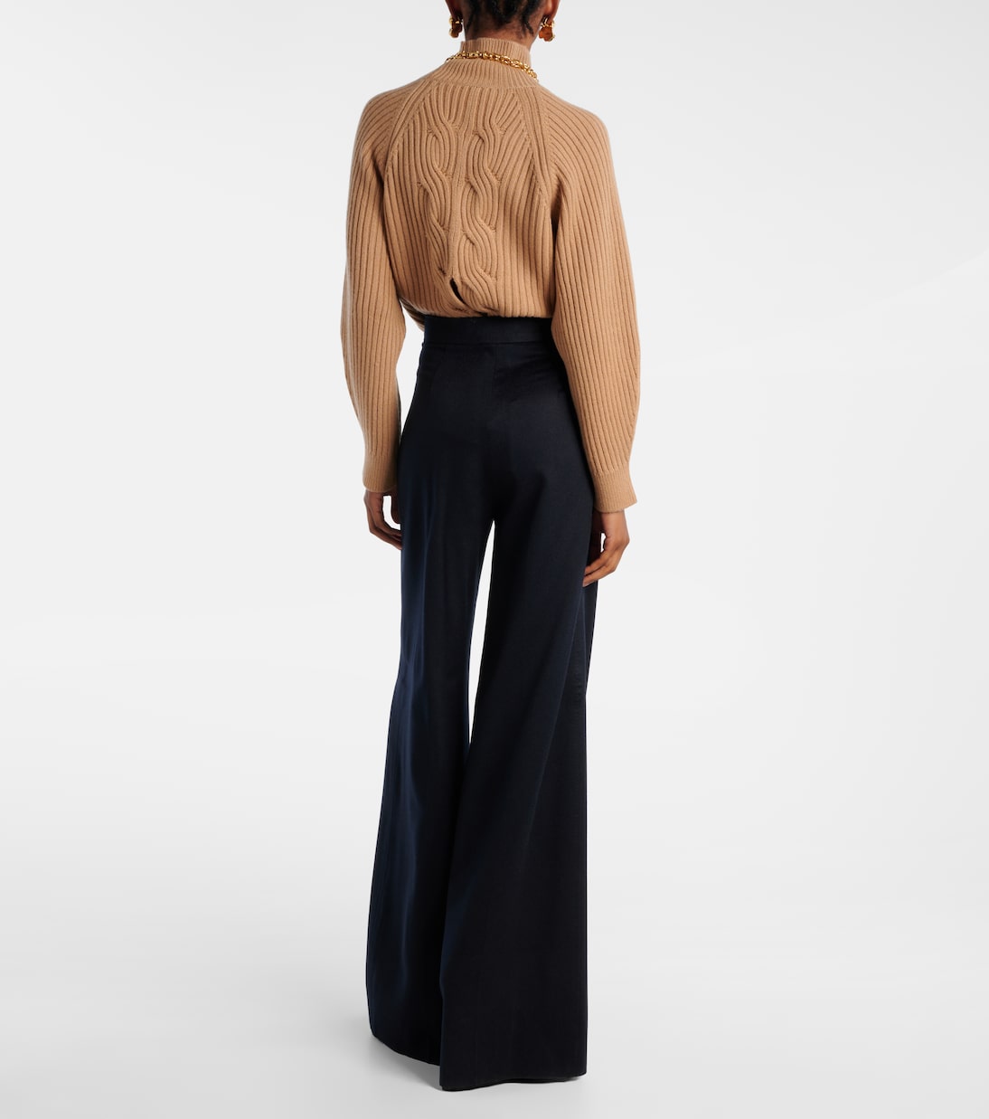 Широкие брюки из верблюжьей шерсти Ori Max Mara, Blu Marino — фото 3