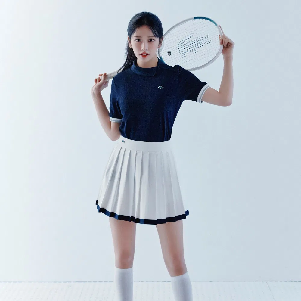 Юбка теннисная Lacoste с тесьмой, спортивная, молочно-белая — фото 2