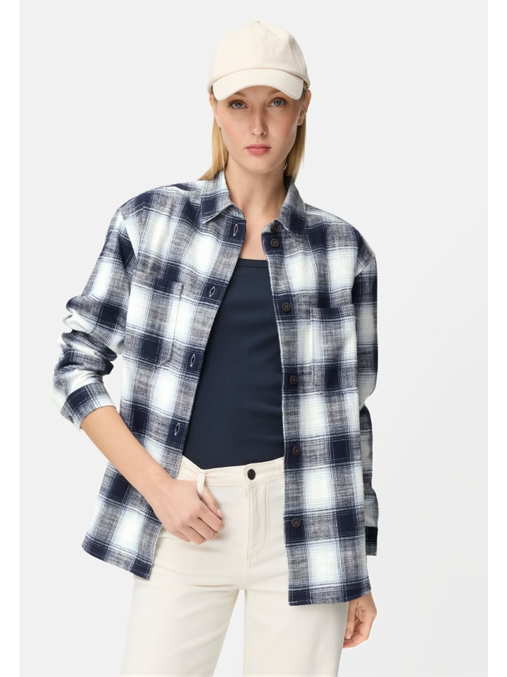 

Camel Active Клетчатая блузка с нагрудным карманом темно-синего цвета