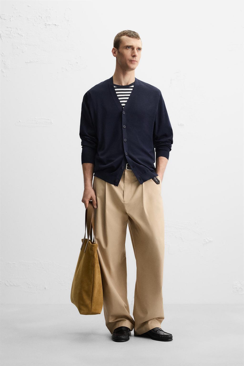 

Кардиган из хлопчатобумажной шерсти ZARA, темно-синий