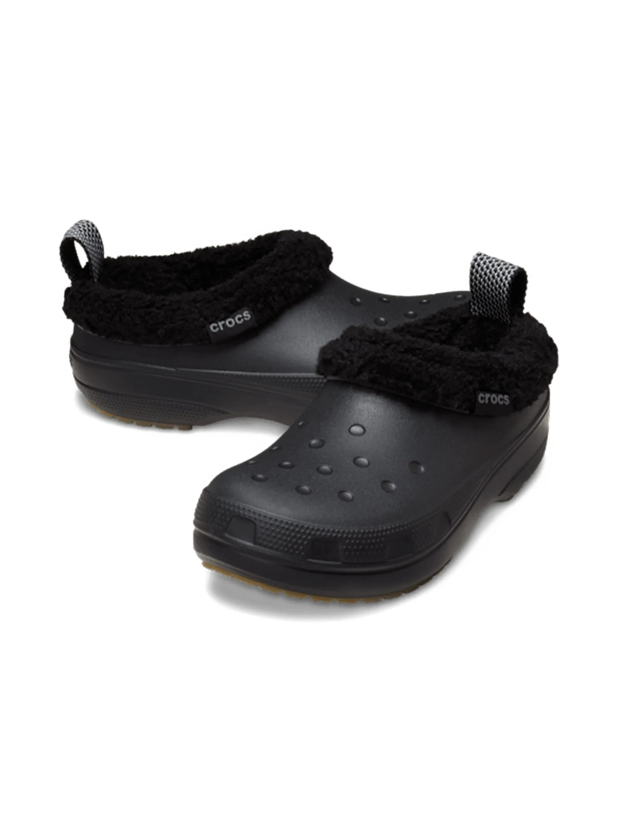 Тапочки с меховой оторочкой Crocs Kids, черный — фото 4