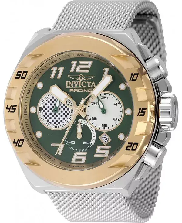 

Мужские часы Invicta Racing 47205 с кварцевым хронографом, белые, золотые, зеленые, с циферблатом цвета слоновой кости Invicta, silver