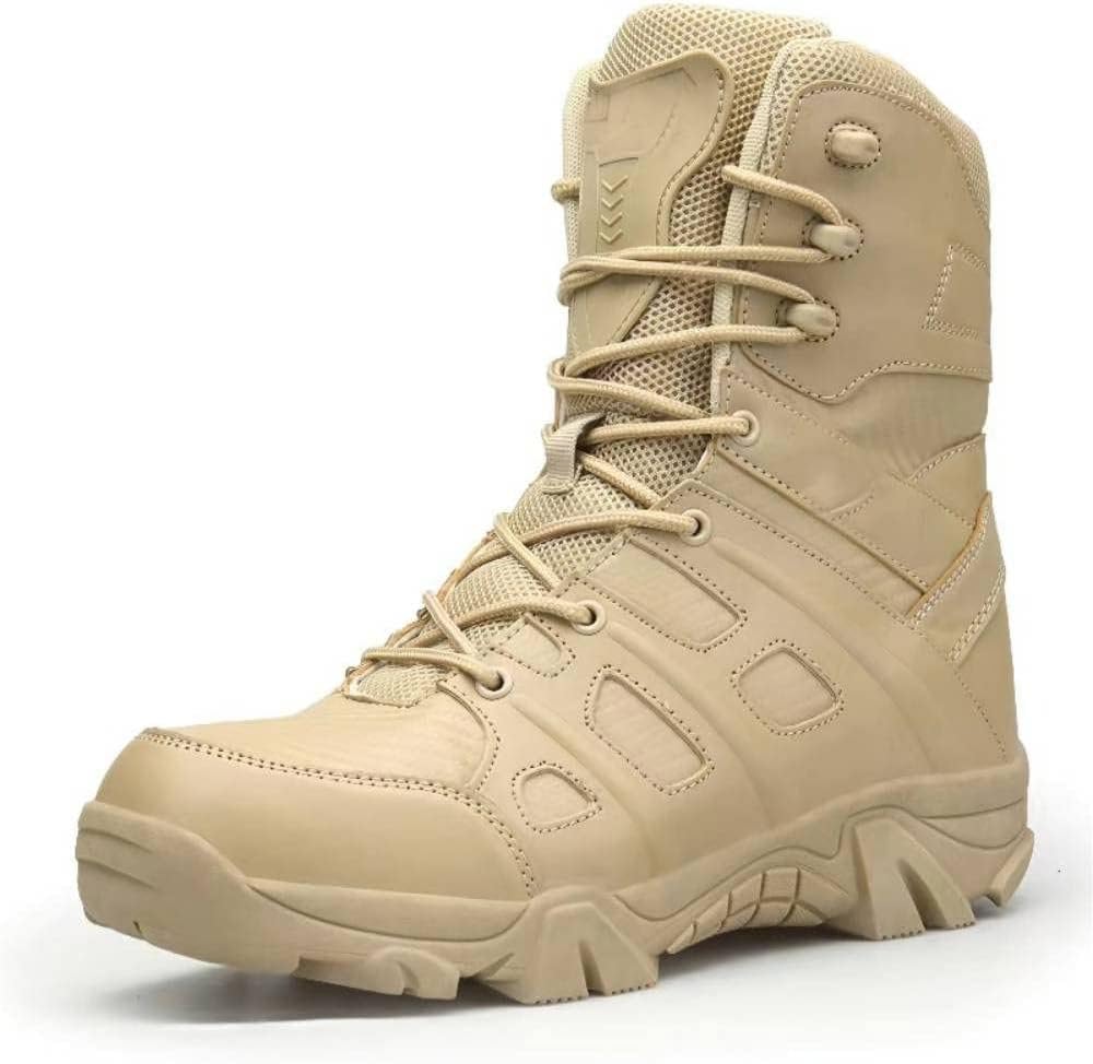 

Мужские тактические ботинки ZDLJYL с боковой молнией, легкие мотоботинки, боевые ботинки для активного отдыха и пустыни, бежевый
