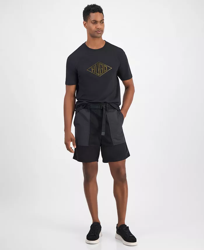 

Мужские шорты Gabri Relaxed Fit Belted Mixed Media длиной 7 дюймов Hugo Boss, черный