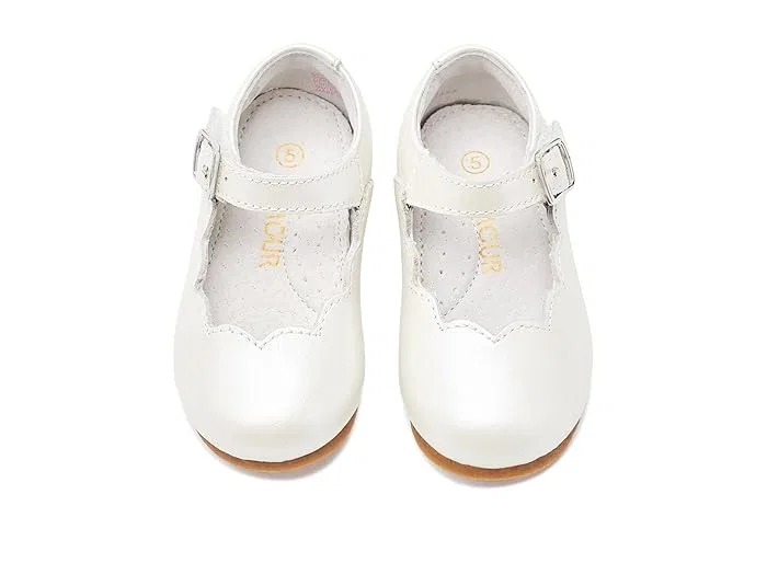 Туфли балетки с декоративной пряжкой Sonia L'Amour Shoes Kids, Pearl White — фото 3