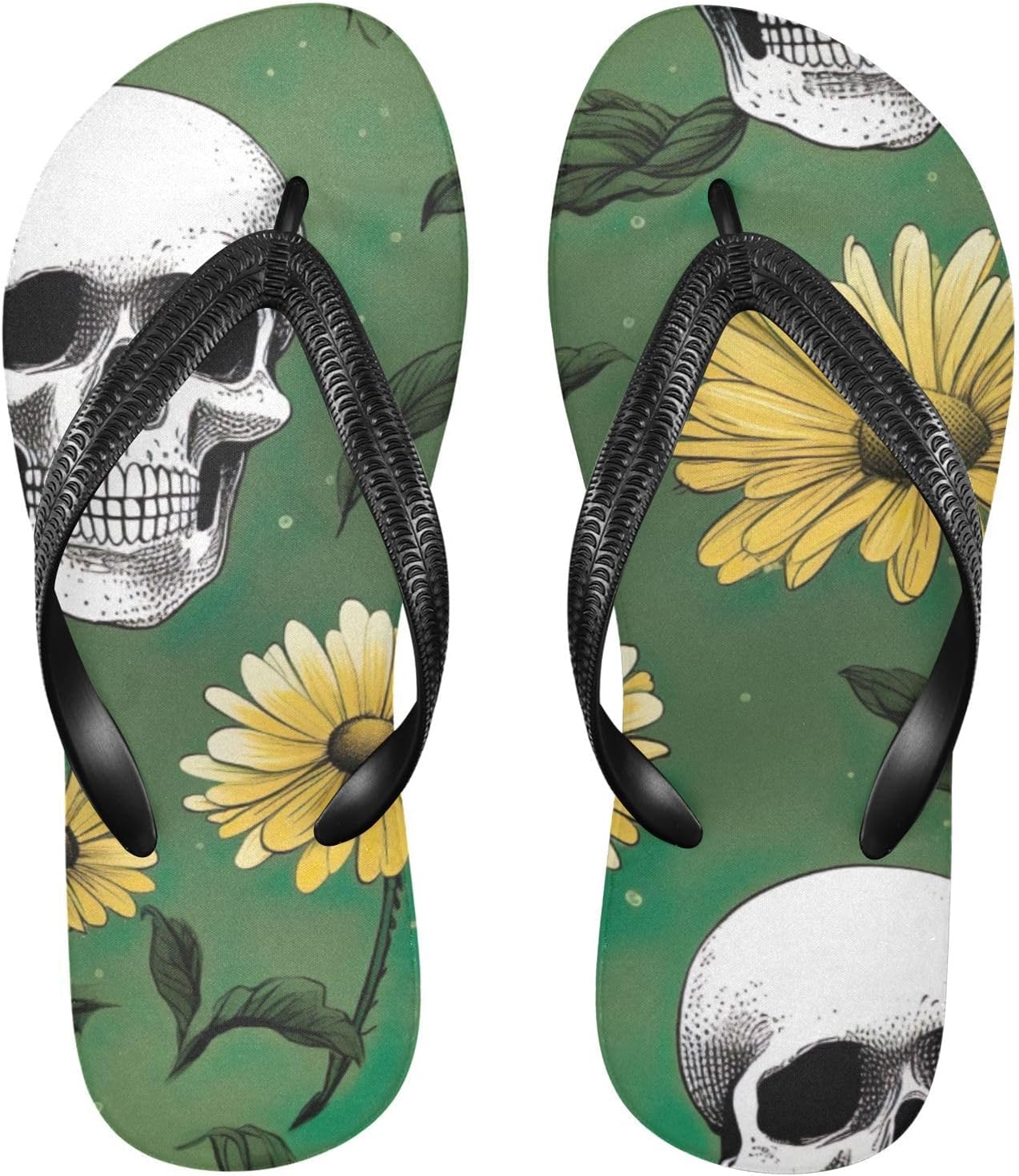 

Пляжные летние сандалии с цветочным черепом и ромашкой для женщин и мужчин, для душа Kfbe, Floral Skull