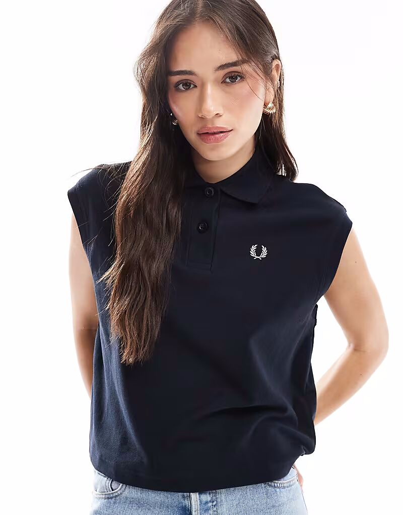 

Рубашка Fred Perry без рукавов из пике темно-синего цвета