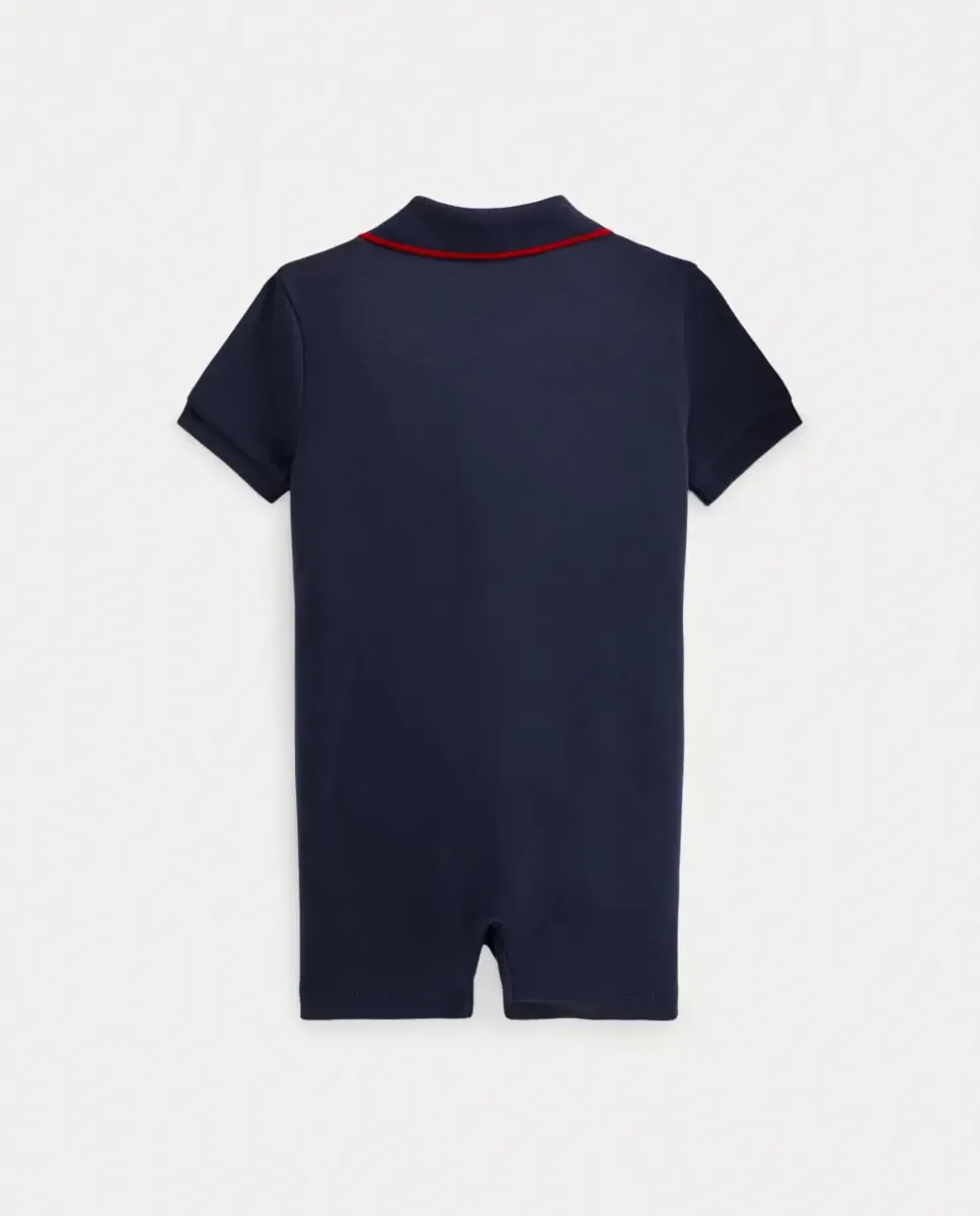 Короткий боди для мальчика-подтип поло из мягкого хлопка Polo Ralph Lauren, темно-синий — фото 2