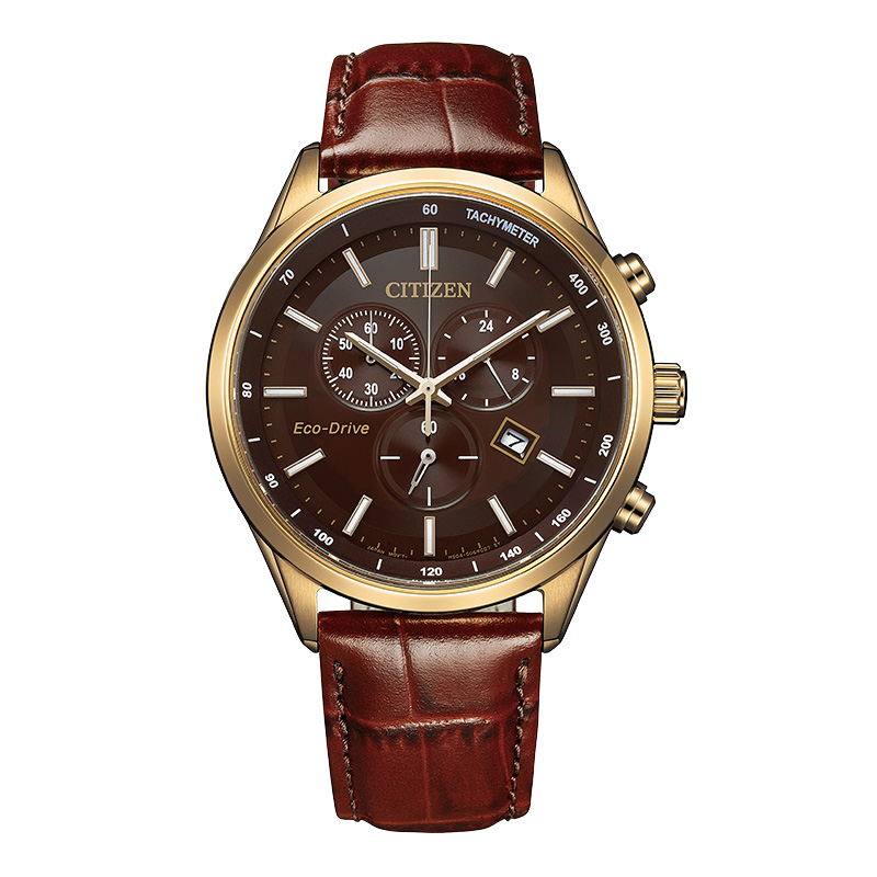 

CITIZEN Часы Solar Quartz Movement Cow Leather Strap Watch Men's Watch Coffee Watch Dial, AT2573-07X
