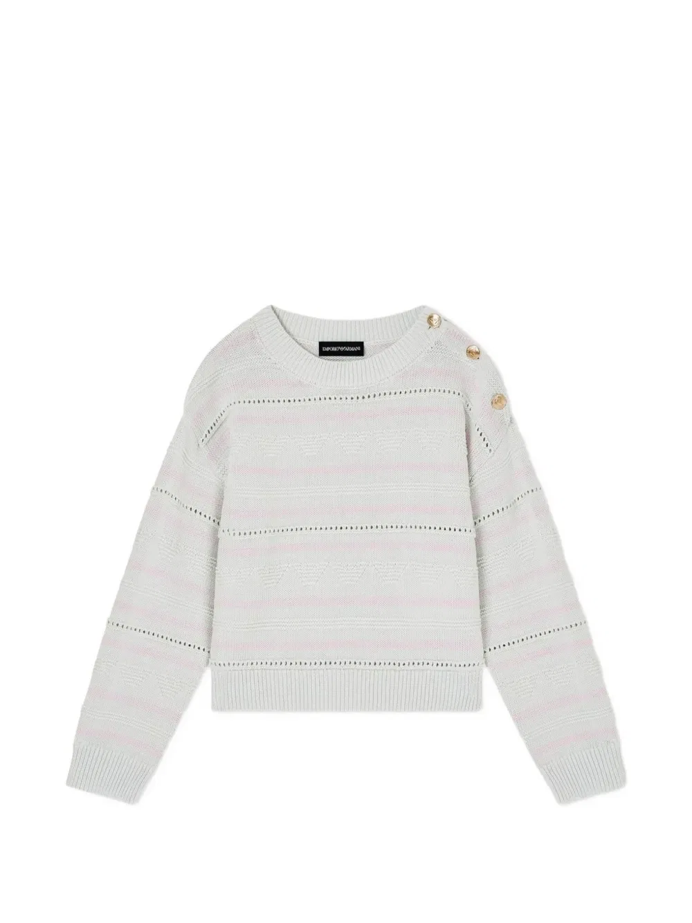 Полосатая блузка с пуговицами на плечах Emporio Armani Kids, серый