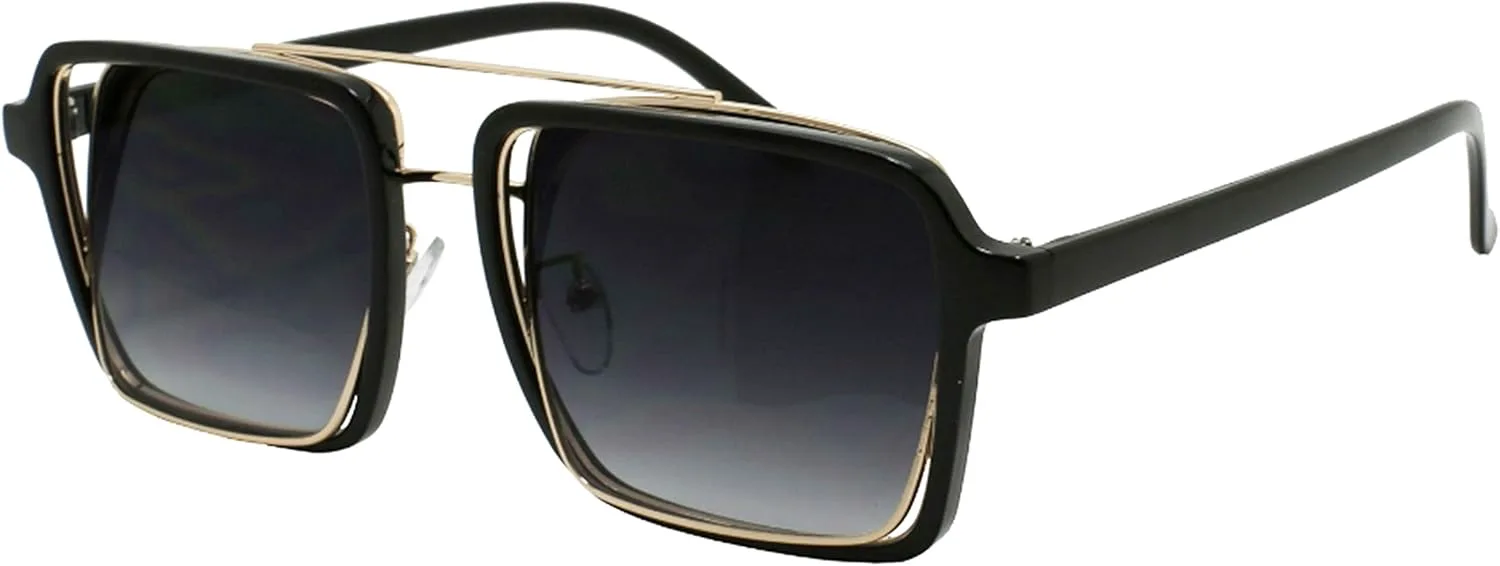 

Солнцезащитные очки Edge I-Wear Fashion Square Sunglasses Women Cut Out Double Frame Sunglass ECOF8860-FLAP-1(G.ap) EDGEIWEAR, Gold+black Frame/Grey Gradient Lens