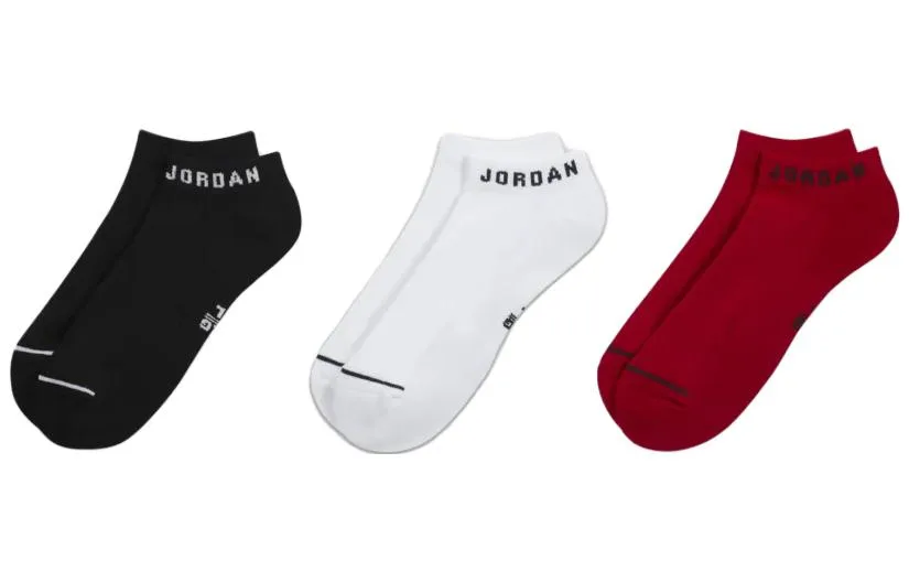 Носки на каждый день без видимой резинки (3 пары) Jordan, 3 Pack (Black+White+Red)
