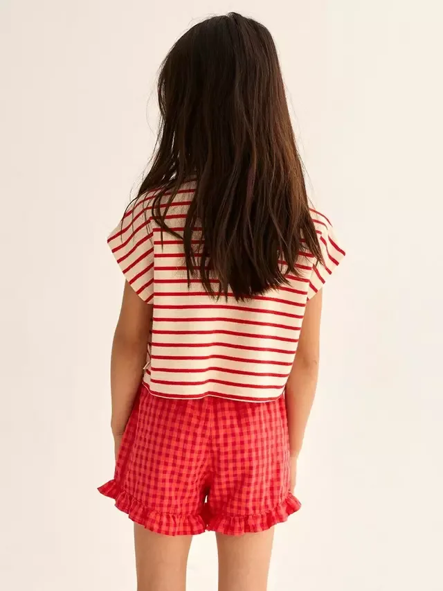 Детская футболка Cozmo Kids' Selvak Apple Stripe, цвет томат Cozmo Brand — фото 3