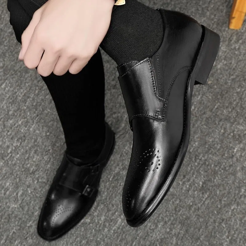 Лоферы мужские кожаные Classic Slip On Formal Tuxedo Shoes, черный UOPYNE — фото 2