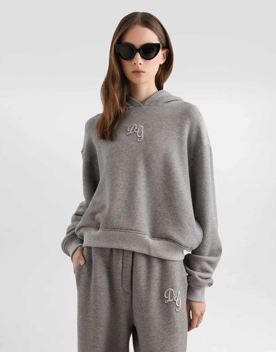 Флисовая толстовка с вышивкой DOLCE & GABBANA, серый — фото 4
