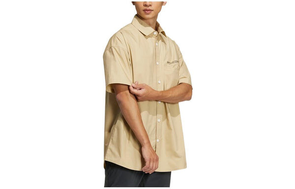 Рубашка Men's adidas Back Alphabet Printing Pattern Lapel Short Sleeve Khaki Shirt, хаки — фото 3