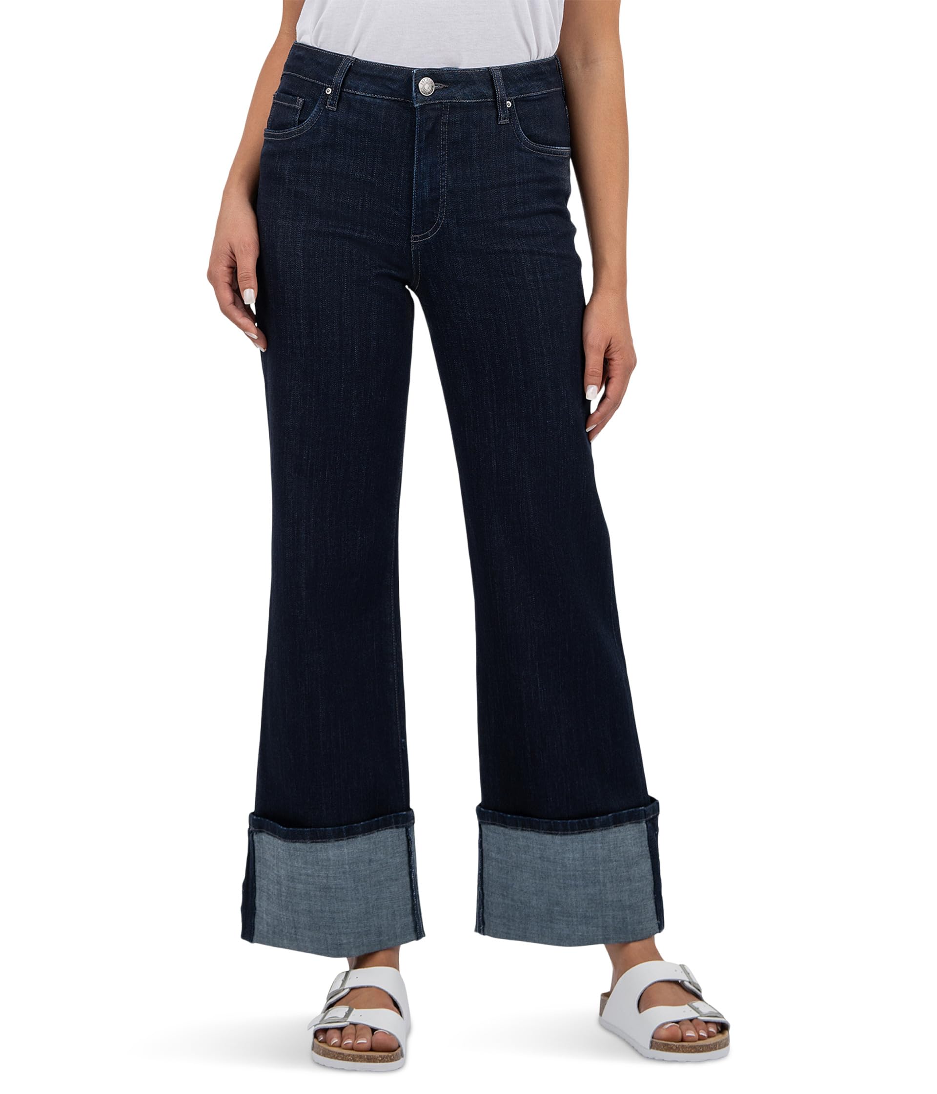 

Джинсы KUT from the Kloth Petite Charlotte High-Rise Fab Ab Wide Leg Roll-Up In Distinguished, Distinguished