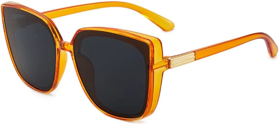 

Женские солнцезащитные очки 2027 года, винтажные, черные, зеркальные, модные, с большой оправой, стильные, сексуальные, с защитой от ультрафиолета UV400 MTZJH, Orange