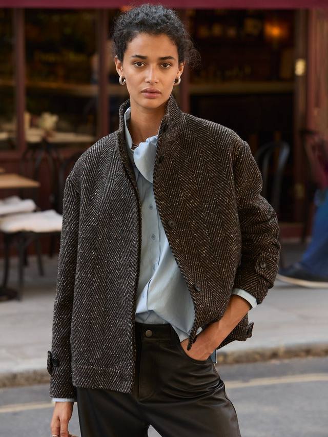 

Пальто Janine из шерсти с узором "елочка" Baukjen, Black/Brown