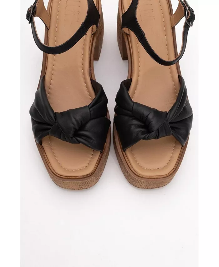 Платформа Tily Wedge Кожаные Сандалии (Женские) Forever & Always Shoes, черный — фото 3