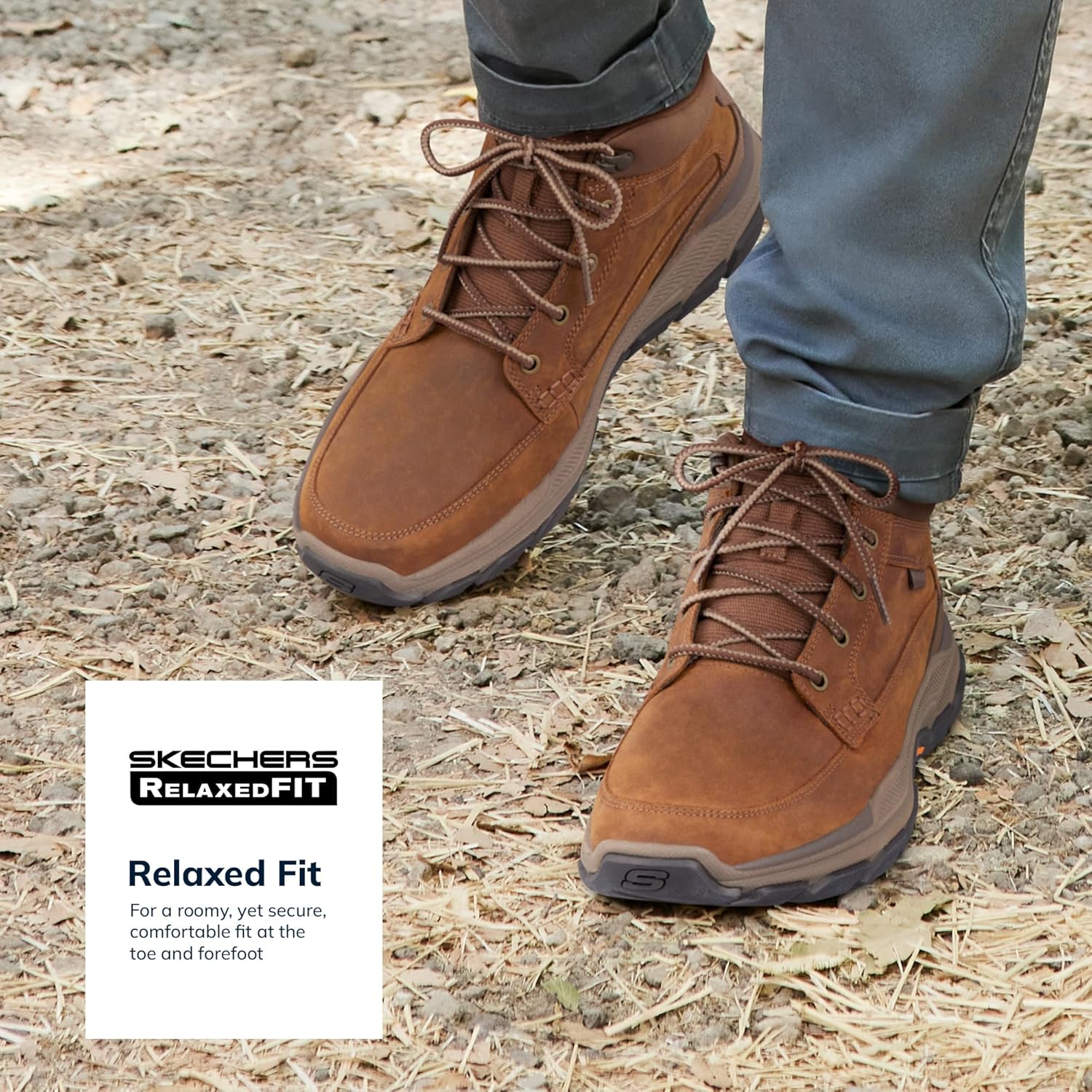 Мужские кроссовки Skechers Respected-Boswell с кожаным верхом и мокой — фото 3