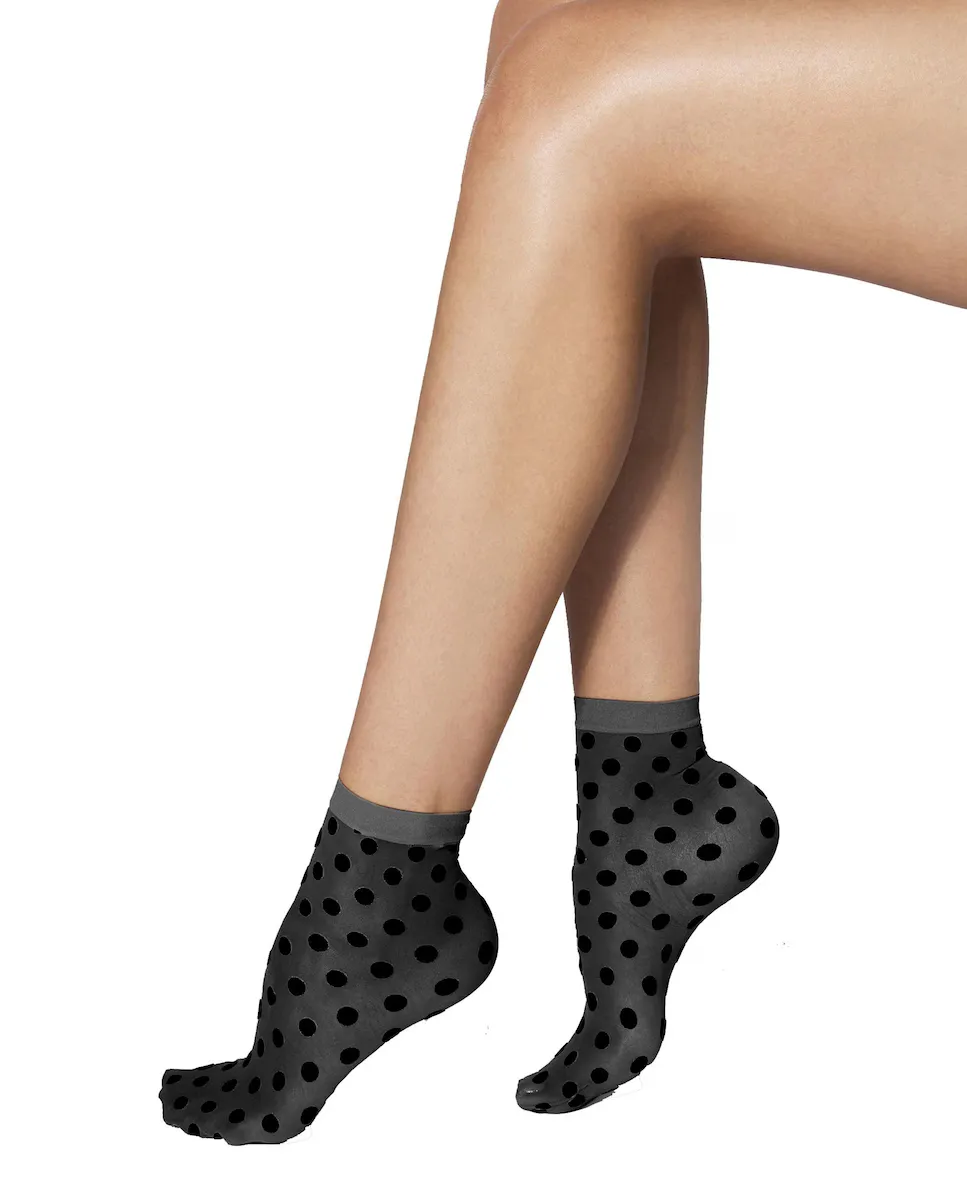 

Женские полупрозрачные носки в горошек Wolford, темно-серый