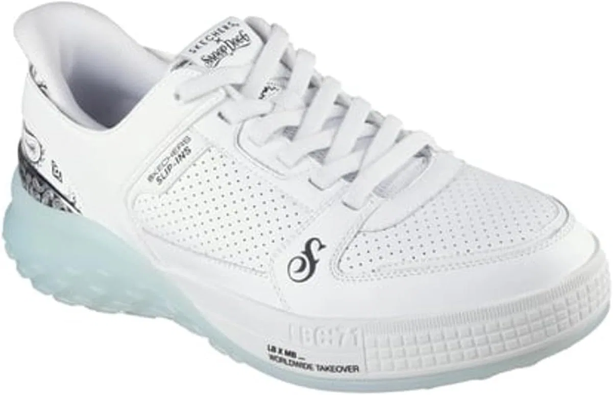 Мужские слипоны Skechers Snoop Sizzle Toke, White Leather Ice Blue Trim