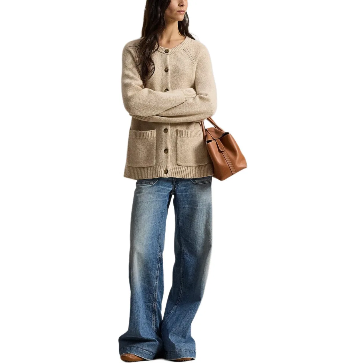 Свитер из кашемира SS26 Loose Fit женский Polo Ralph Lauren, Brown Yellow — фото 3