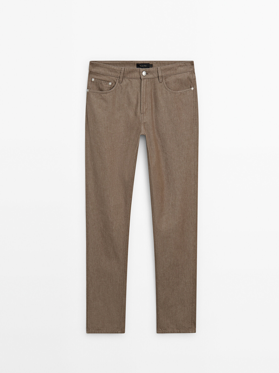 

Зауженные брюки из хлопкового денима Massimo Dutti, коричневый