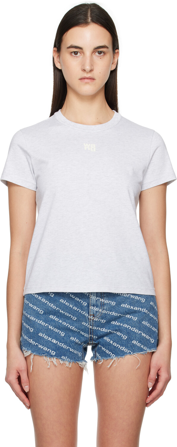 

Футболка серая Puff Logo hrunken alexanderwang.t, Light heather grey