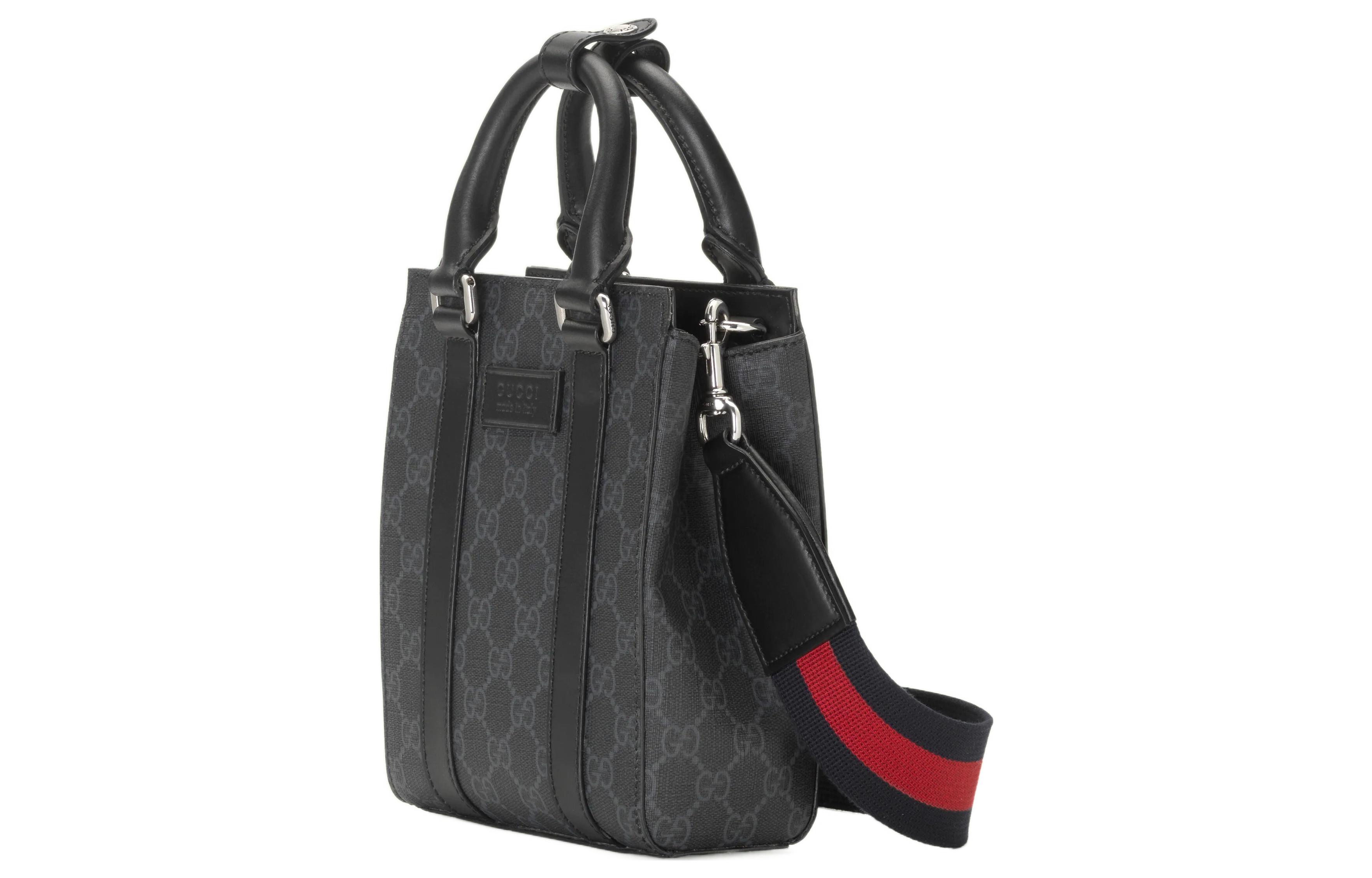 GUCCI Миниатюрная мужская сумка через плечо из кожи и текстиля GG Supreme черный — фото 2