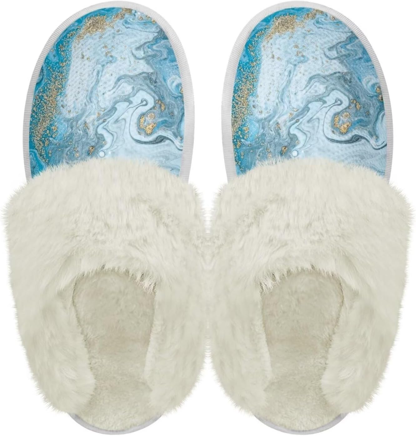 

Хлопковые тапочки PJHEQOXE с пушистыми краями, домашние тапочки для дома и улицы, хлопковые тапочки унисекс, синий