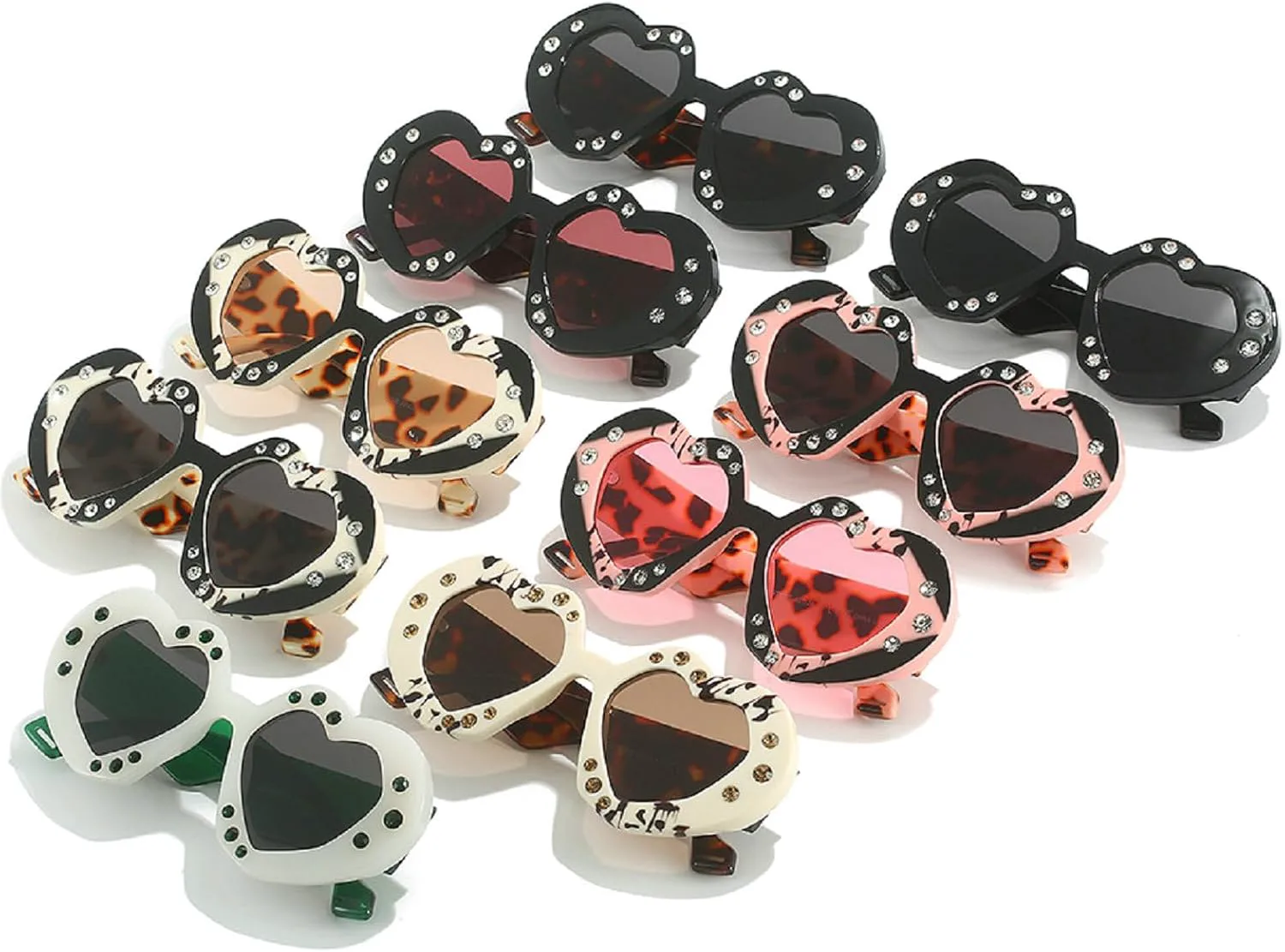 

Солнцезащитные очки в форме сердца в стиле панк Y2K для женщин, тренд 2024 года, со стразами, солнцезащитные очки для вечеринок, уличный стиль mincl, White